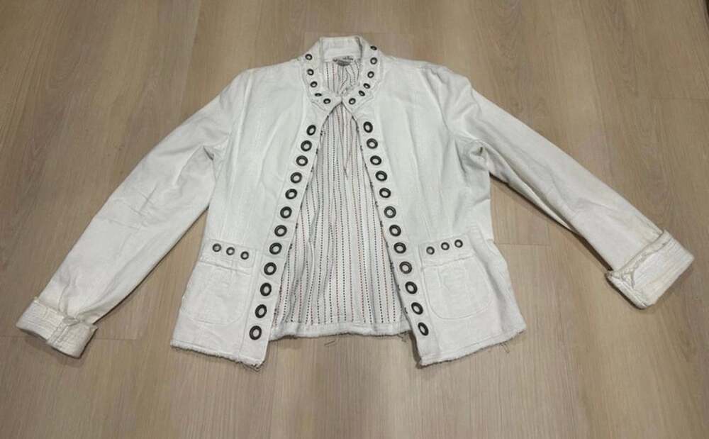 Har.Money Grommet Jacket Size XL White Corduroy IJ-0001